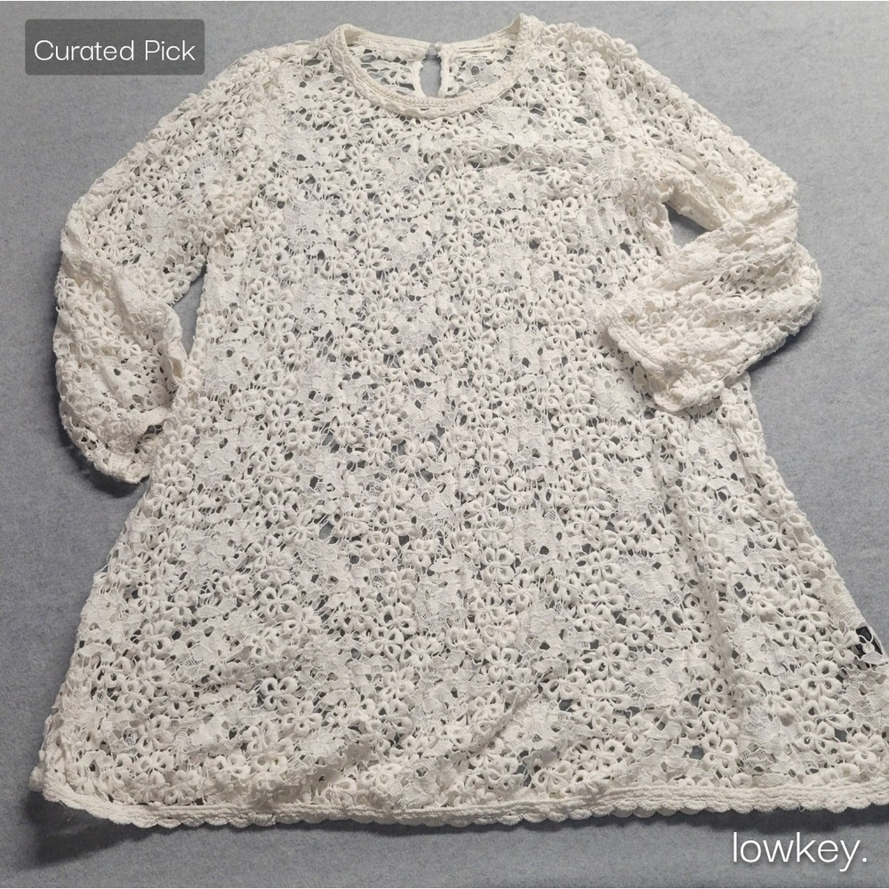 Isabel Marant Etoile White Cotton Guipure Lace Mini Dress Floral Crochet Size 40